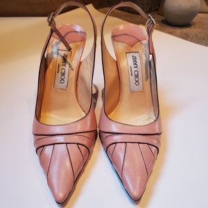 Jimmy Choo Light Pink Leather Sling Back Heels